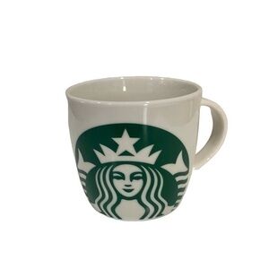 STARBUCKS Coffee Mug Green Siren Mermaid Ceramic White Barrel Cup 14 oz 2017